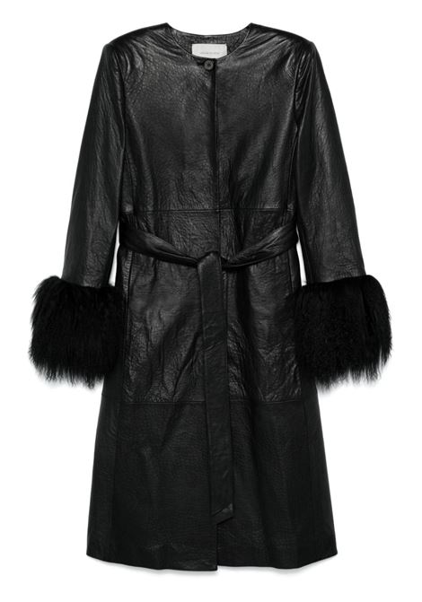 Black shearling-trim coat Magda butrym - women